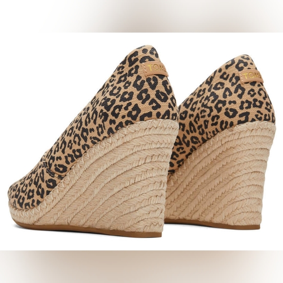 👣TOM'S Michelle Wedge Espadrille Natural Texture in Mini Leopard - Picture 5 of 12